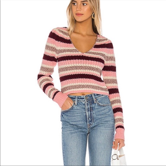 Lovers + Friends Sweaters - Lovers and friends sweater v neck striped size medium wool blend soft